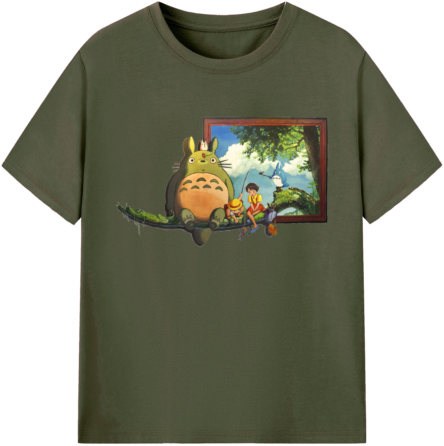 （画像用） となりのトトロ 草壁メイ 草壁サツキ My Neighbor Totoro Satsuki Kusakabe Mei Kusakabe 綿100％ メンズ半袖Tシャツ｜肌触りやわらか＆通気性